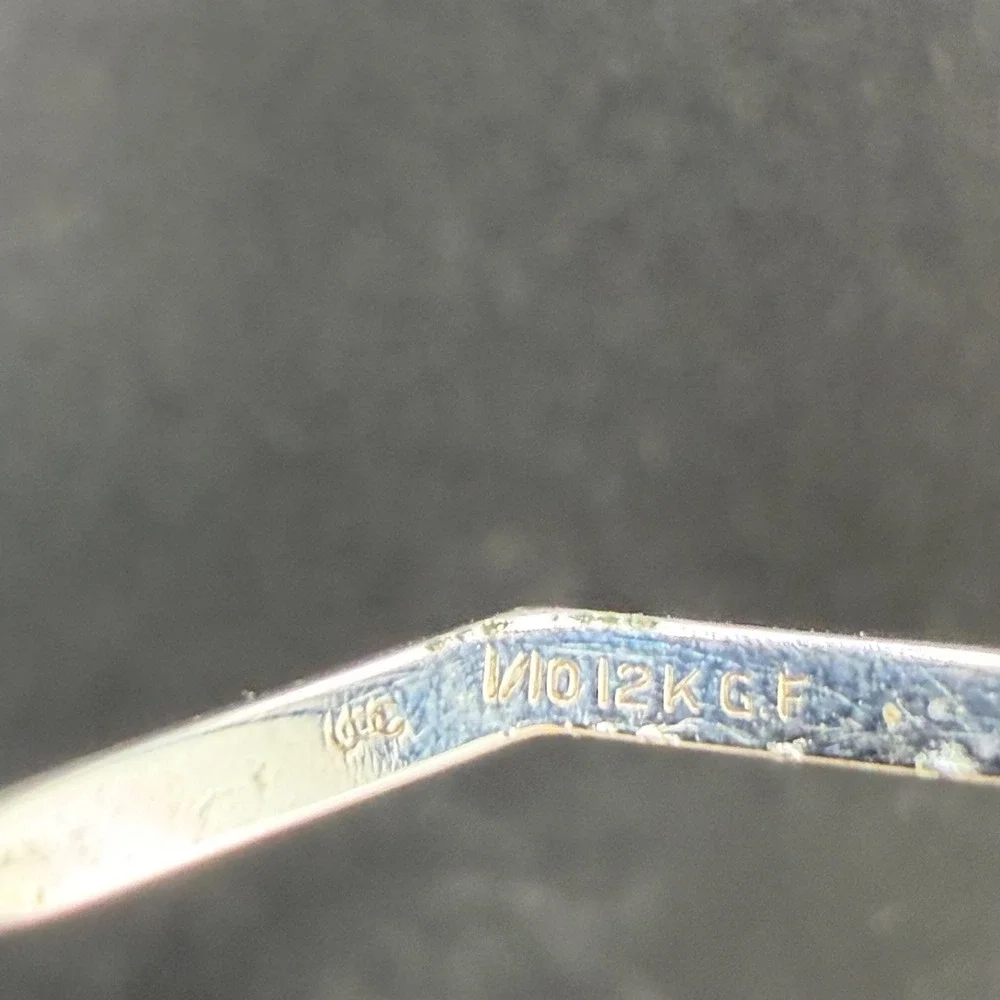 Vintage 1/10 12K GF Wire Frame Glasses Silver Round Engraved Bridge 26415